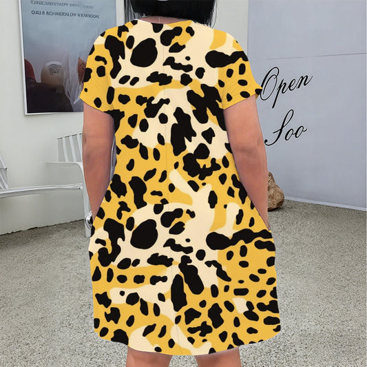 Women's Majestic Leopard Print V-Neck Dress | Plus Size L-6X