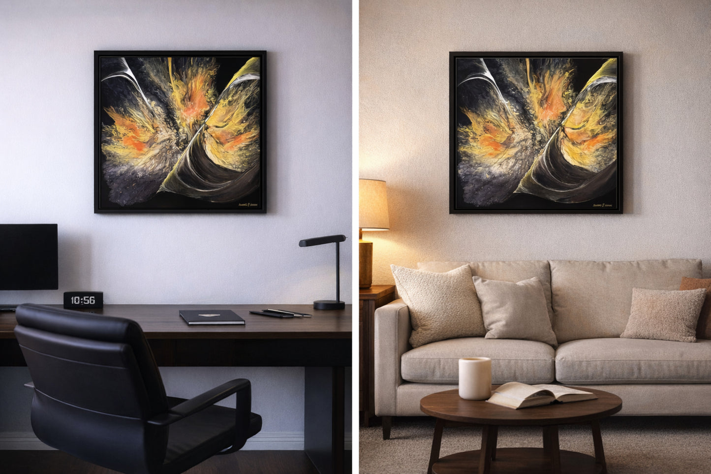 Golden Energy Abstract Art Print | Modern Fluid Wall Decor
