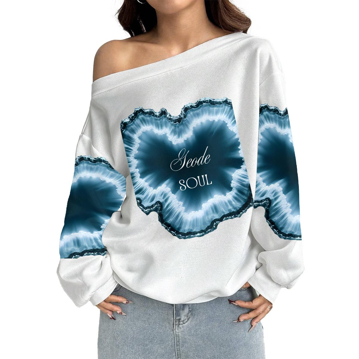 Women's Off-Shoulder Sweatshirt with Micro-Fleece Lining