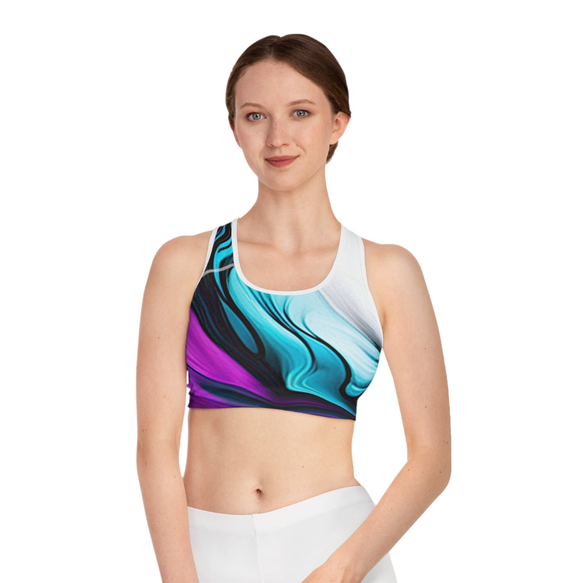 Women's Purple & Turquoise High-Support Sports Bra | Compression Fit