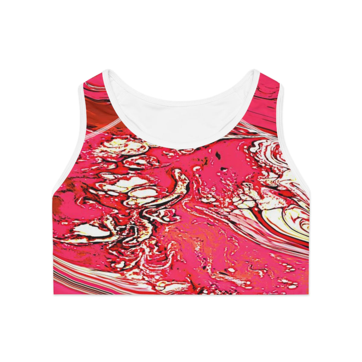 Women's High-Support Sports Bra | Pink with Black Stitch