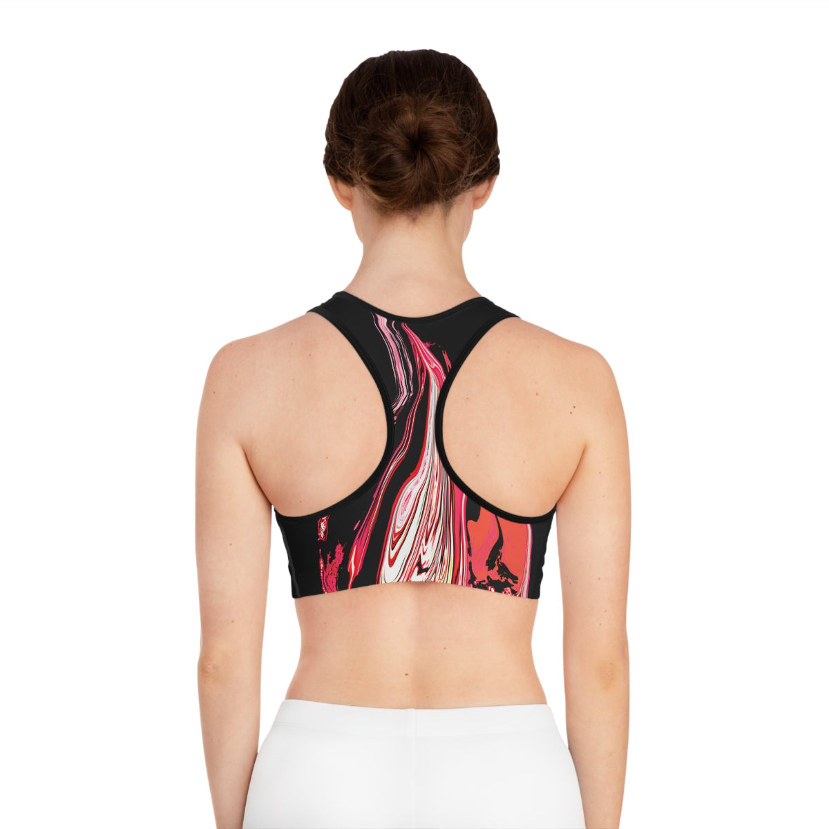 Women's Black & Red Sports Bra | High-Support 360° Comfort