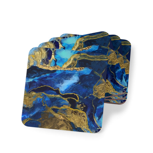 Coasters,Blue & Gold Abstract Design