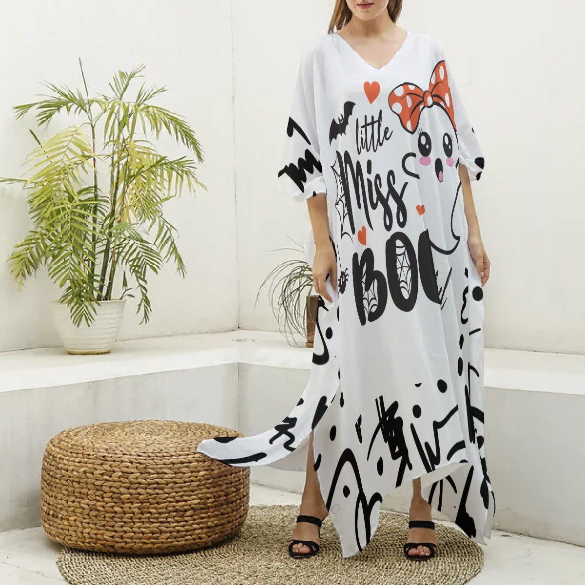 Kaftan-Little Miss Boo – V-neck Kimono Dress