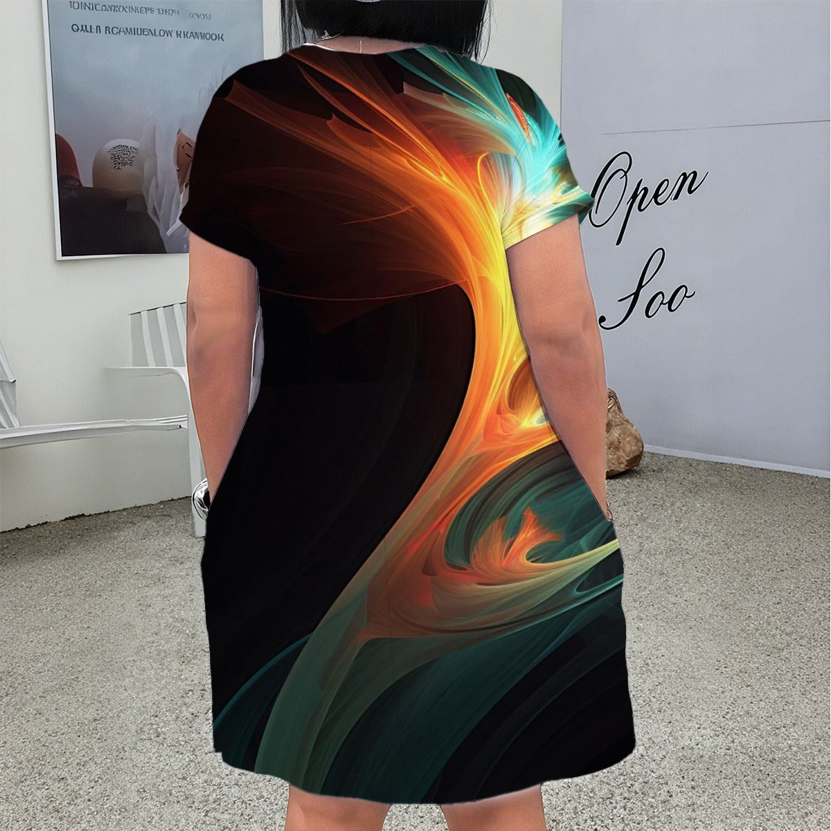 Women's Everyday Abstract V-Neck Short Sleeve Dress Plus Size