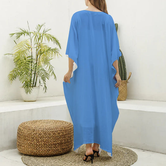 Kaftan – V-neck Blue & Black Urban Jazzy Cityscape