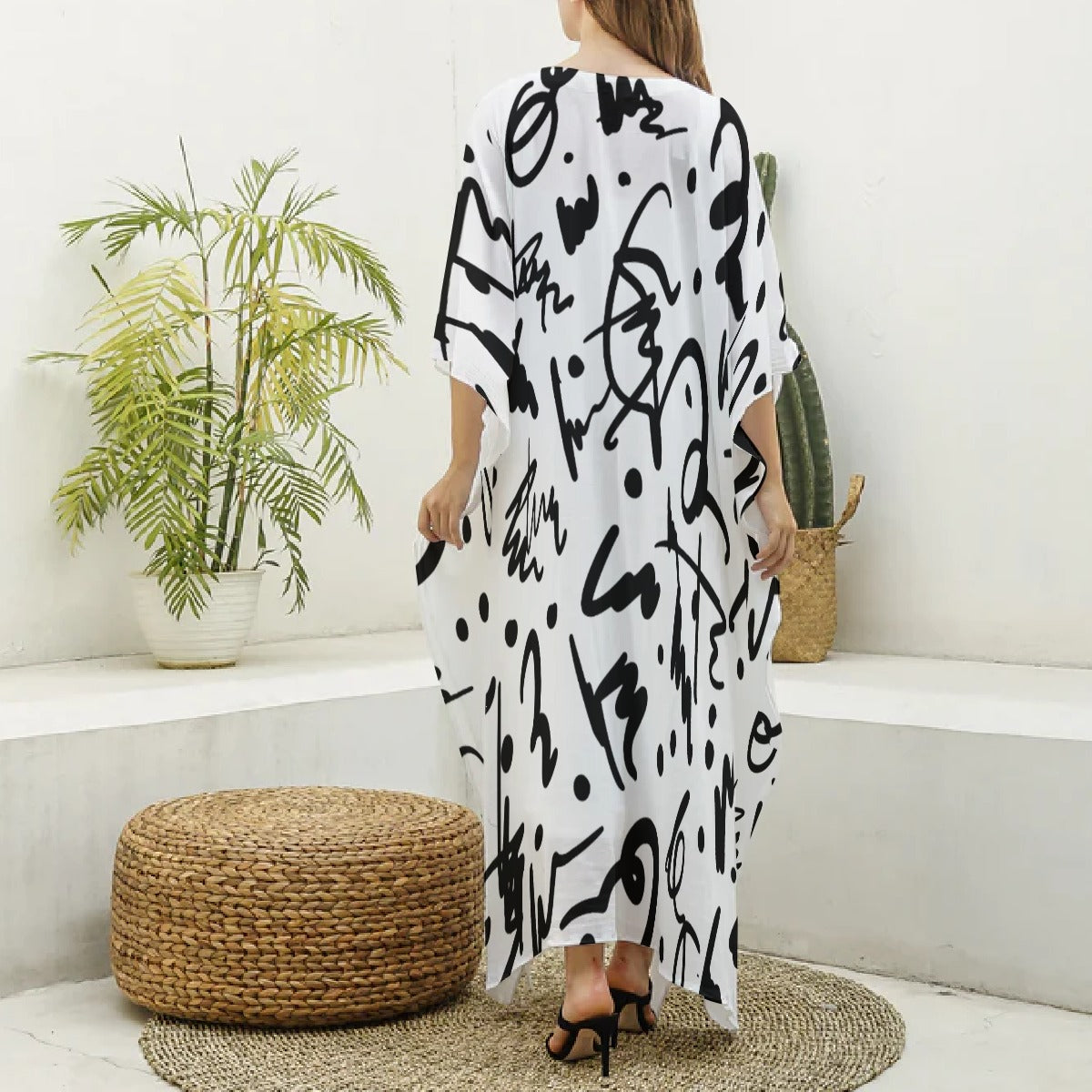 Kaftan-Little Miss Boo – V-neck Kimono Dress
