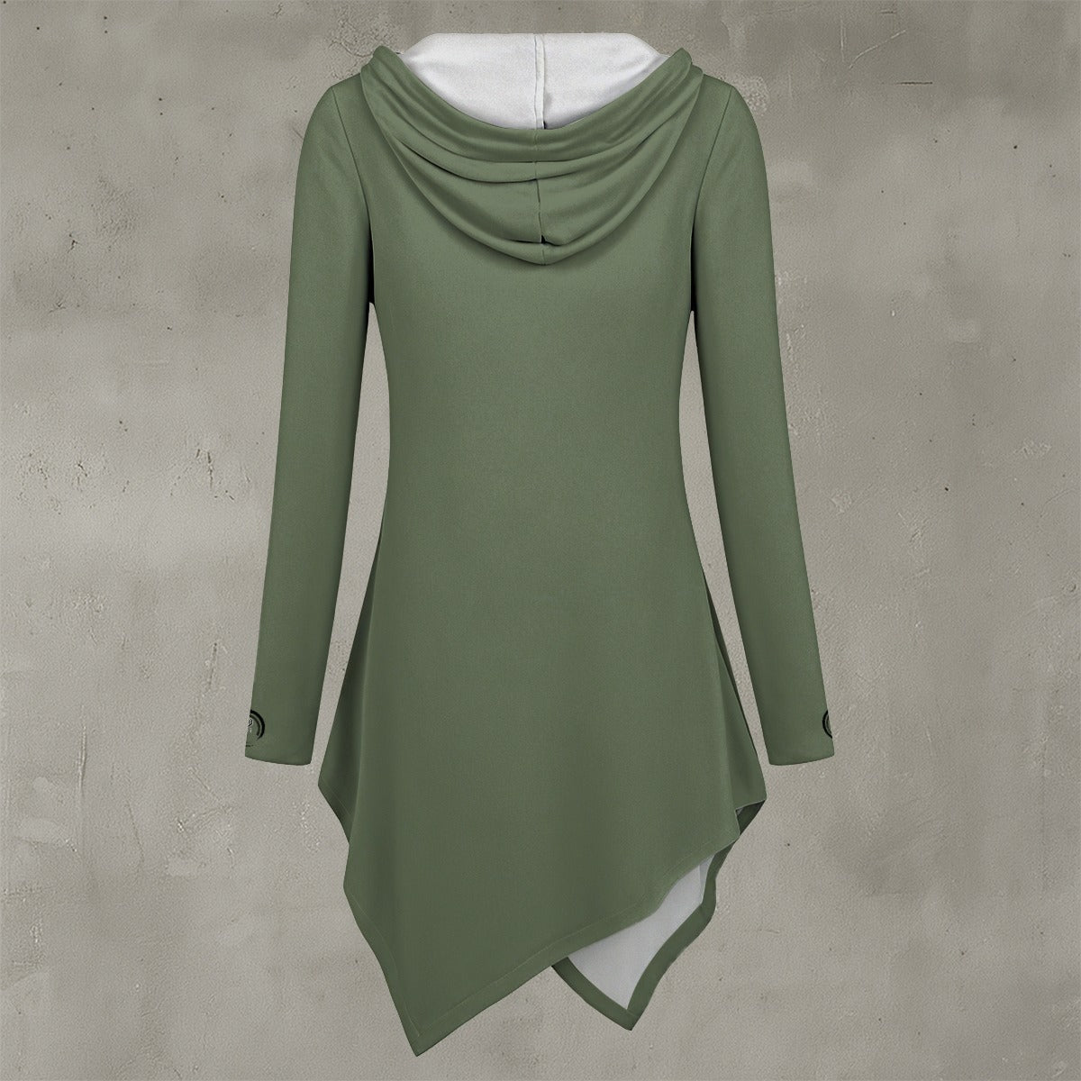Women's Olive-Green Asymmetric Hem Hoodies