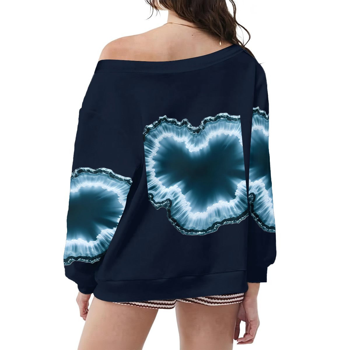 Women's Off-Shoulder Sweatshirt with Micro-Fleece Lining