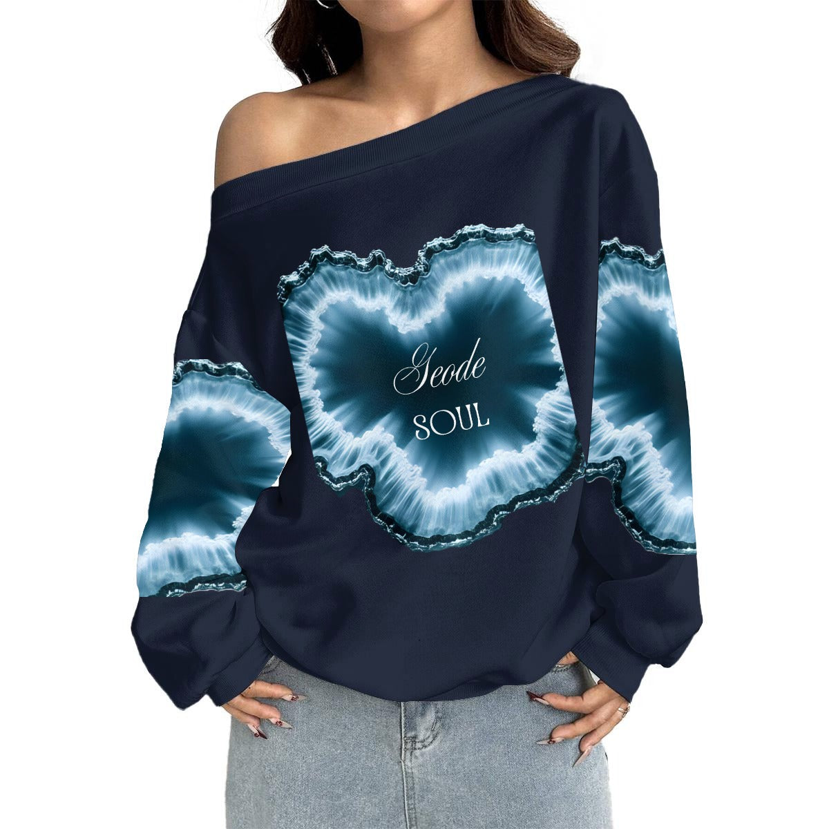 Women's Off-Shoulder Sweatshirt with Micro-Fleece Lining