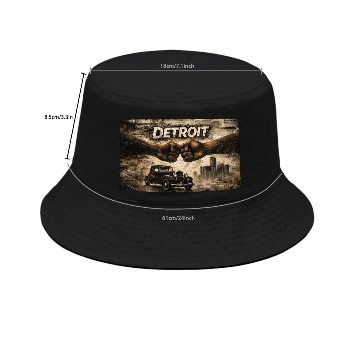 Detroit Unity Graphic Bucket Hat – Black Streetwear Hat