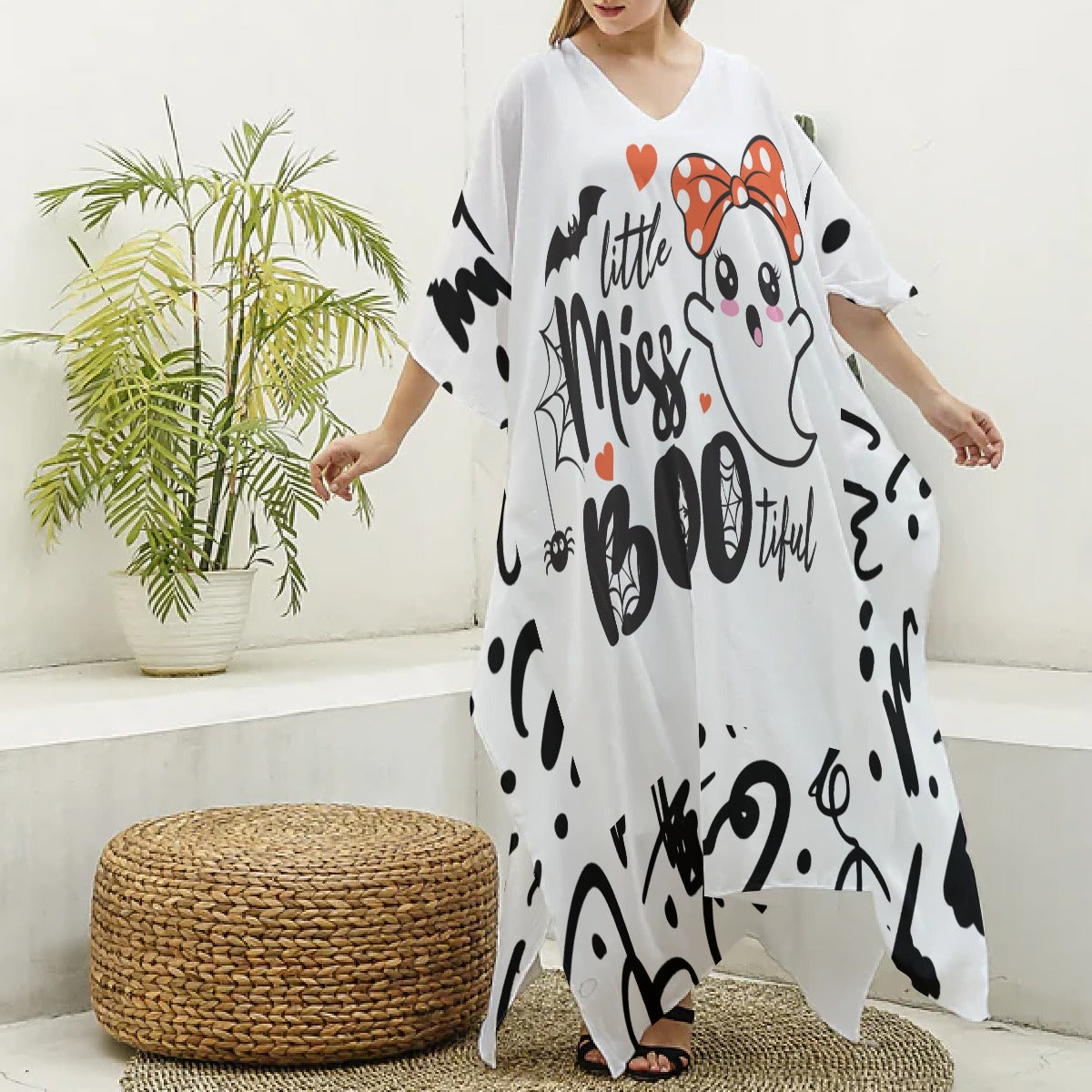 Kaftan-Little Miss Boo – V-neck Kimono Dress