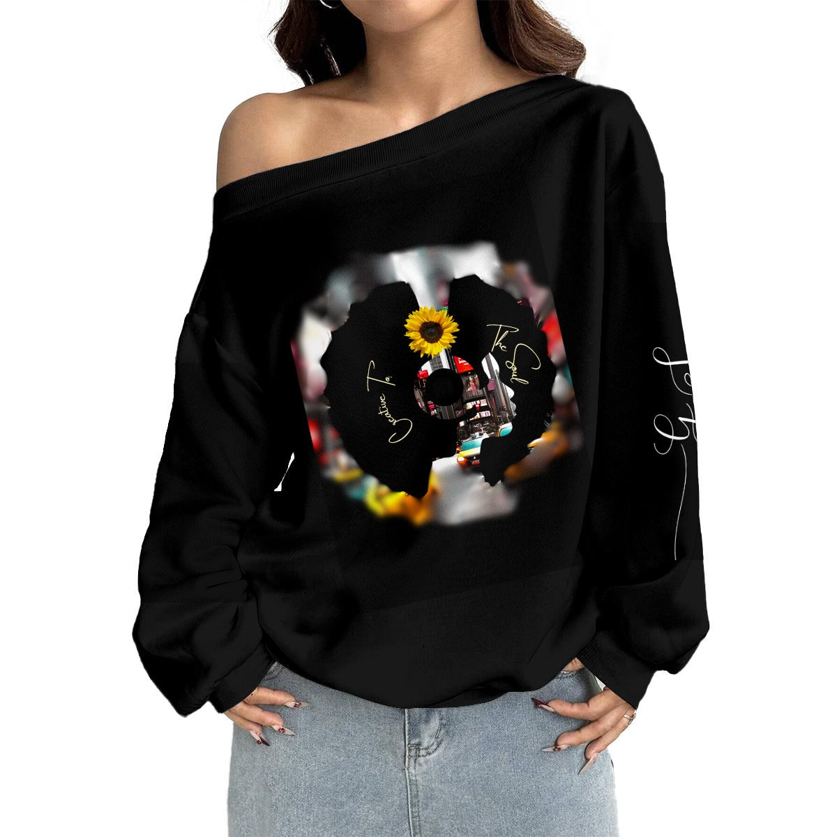 Women's Urban Off-Shoulder Sweatshirt, Micro-Fleece Lining
