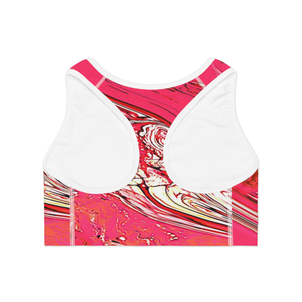 Women's High-Support Sports Bra | Pink with Black Stitch