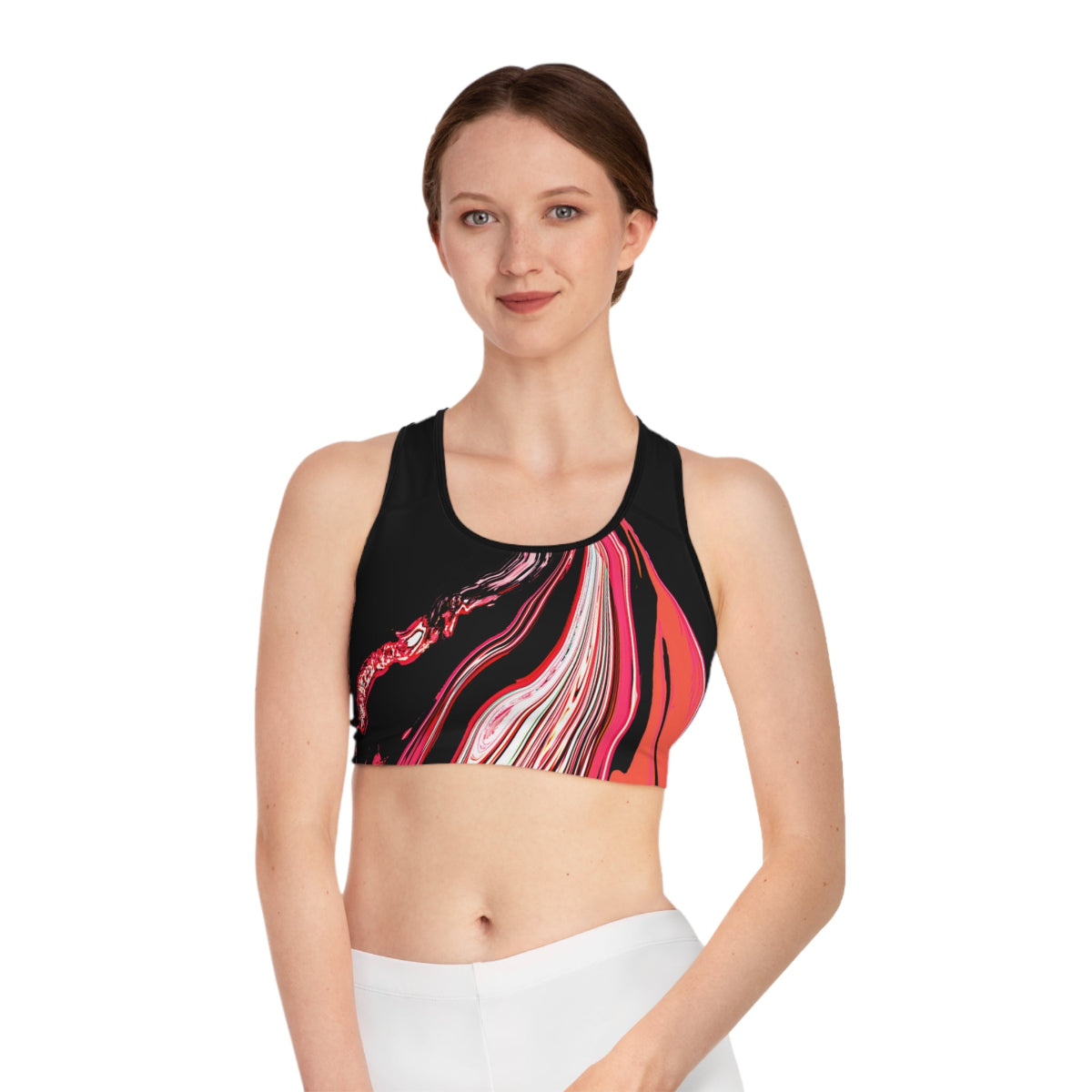 Women's Black & Red Sports Bra | High-Support 360° Comfort