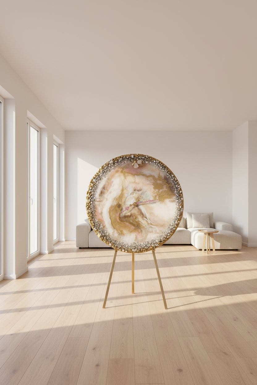 Luxe Blush Geode LED Clock – 20" Round