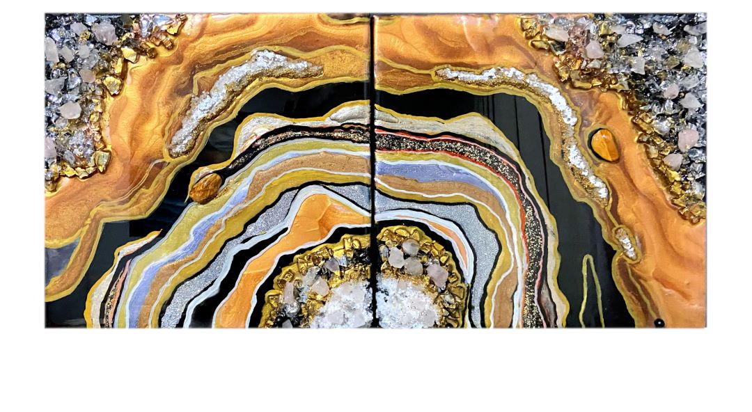Golden Jasper Geode Wall Art – Original Resin Artwork | Geode Soul