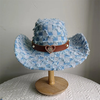 Prairie Sky Western Cowboy Hat – Soft Light Blue Checkered