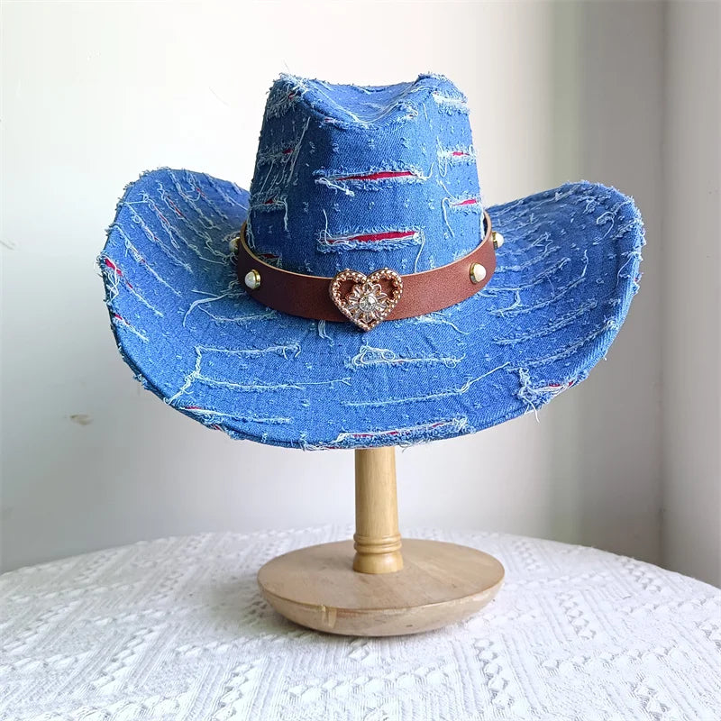 Royal Prairie Blue: Western Cowboy Hat with Heart Band