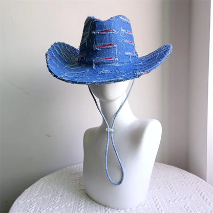 Royal Prairie Blue: Western Cowboy Hat with Heart Band