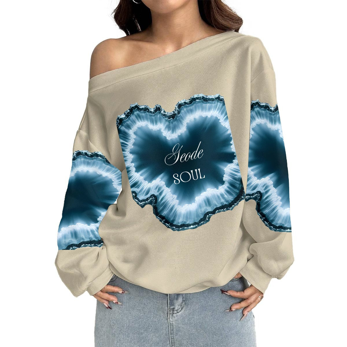 Women's Off-Shoulder Sweatshirt with Micro-Fleece Lining