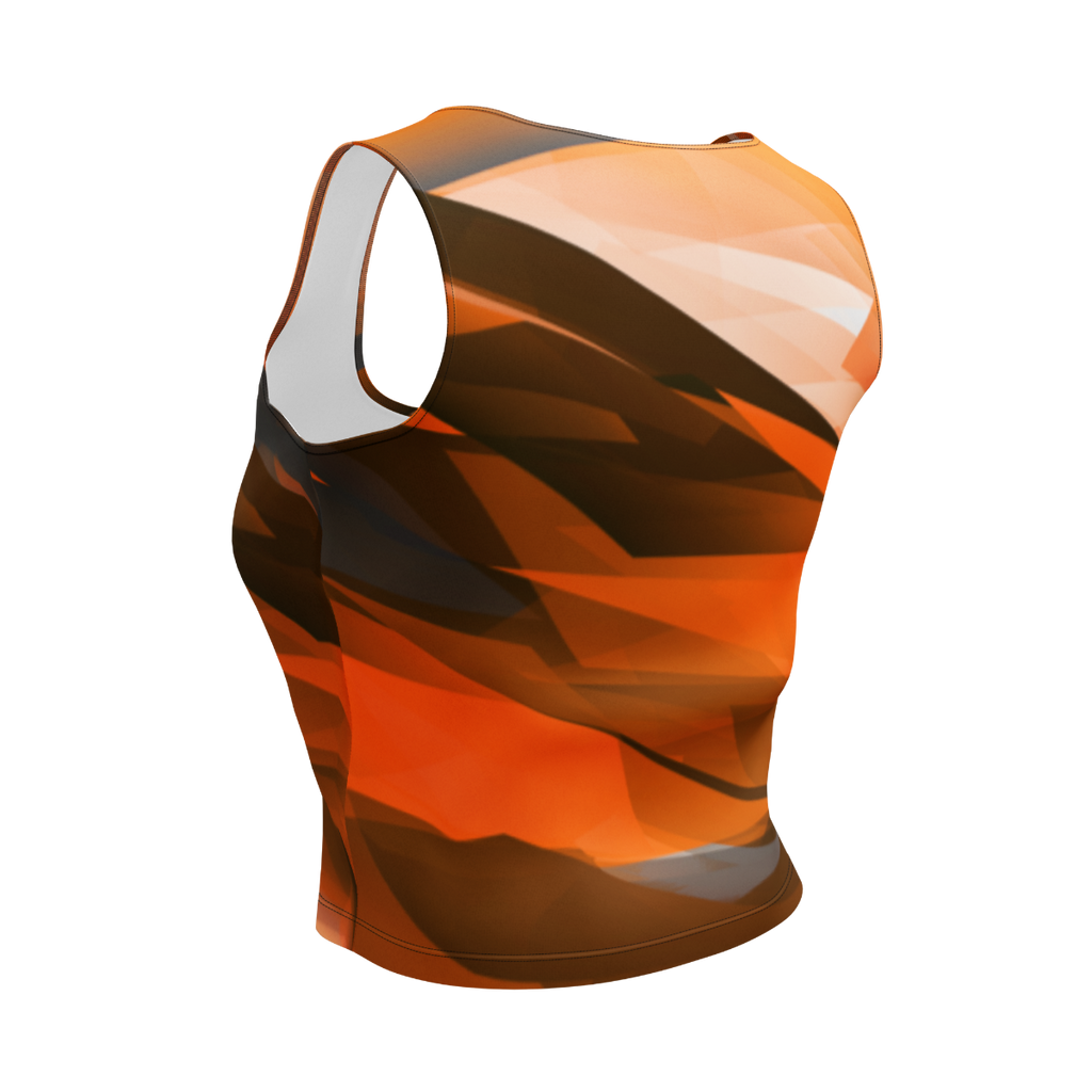 Women's Orange & Black Crop Top | Body-Hugging Stretch Fit