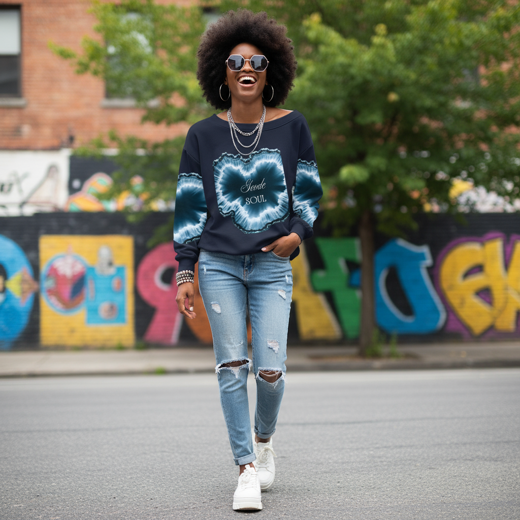 Women's Off-Shoulder Sweatshirt with Micro-Fleece Lining