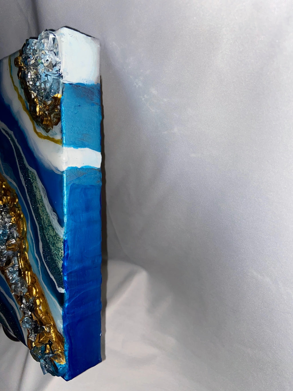 Blue Turquoise Geode Resin Wall Art – 20 x 10 Inches