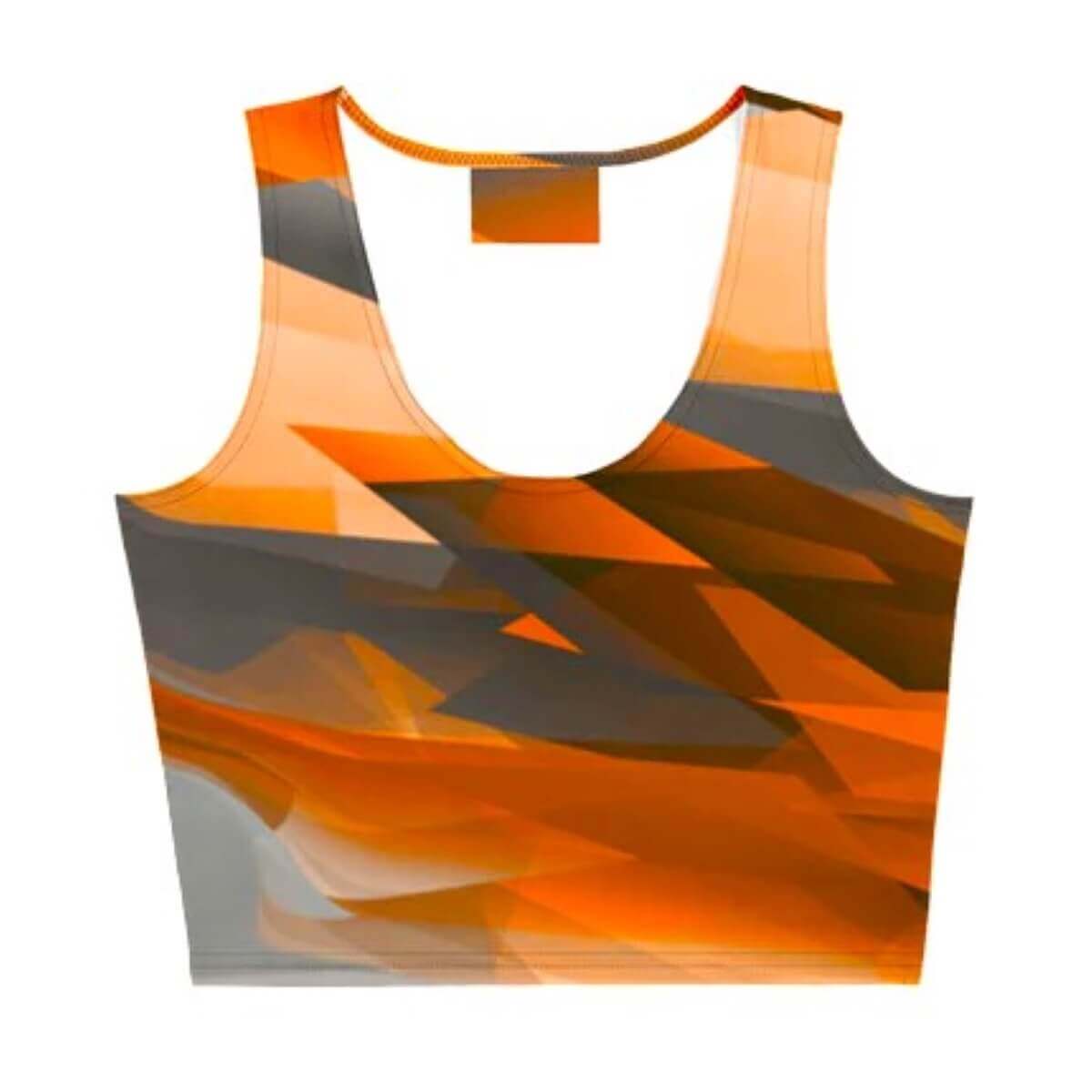 Women's Orange & Black Crop Top | Body-Hugging Stretch Fit
