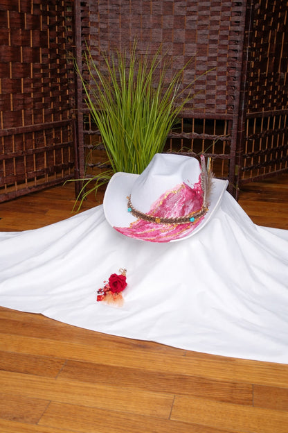 Geode Soul Custom Hand-Painted Deep-Pink Cowboy Hat