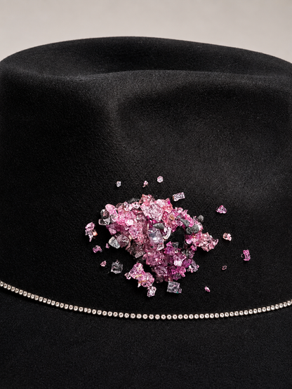 Monifa Deoir – Fuchsia/Blue & Black Geode Crystal Cowboy Hat