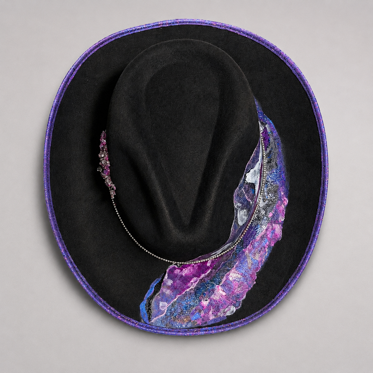 Monifa Deoir – Fuchsia/Blue & Black Geode Crystal Cowboy Hat