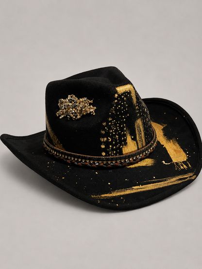 Midnight Treasure, Hand-Painted Cowboy Hat