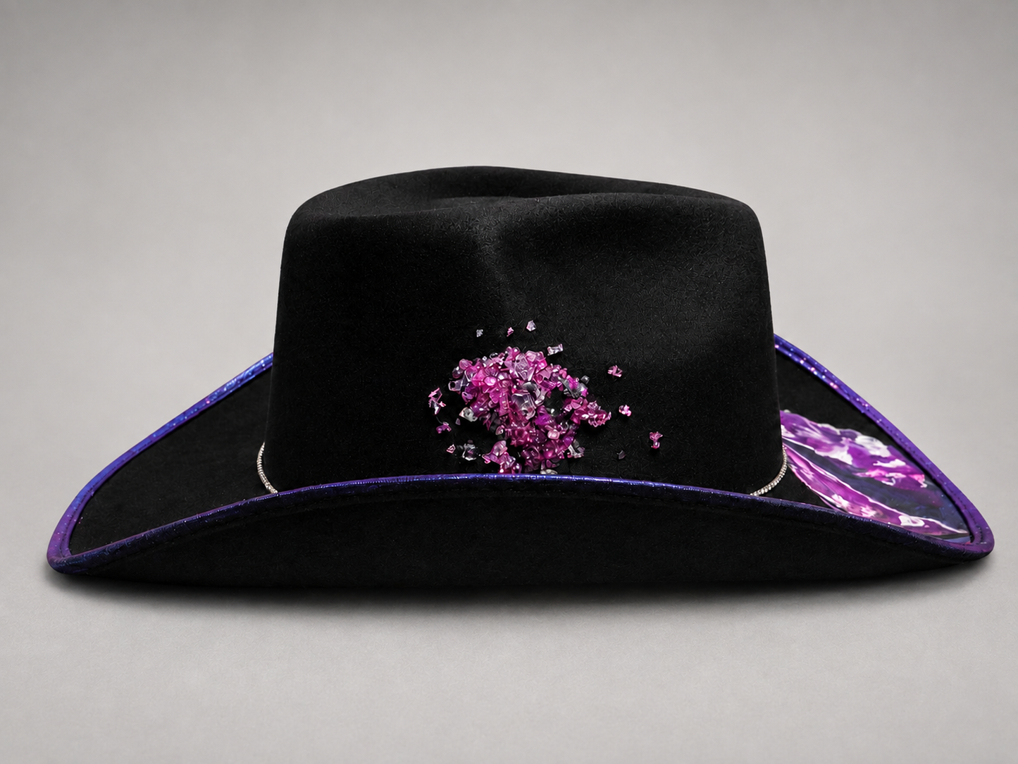Monifa Deoir – Fuchsia/Blue & Black Geode Crystal Cowboy Hat