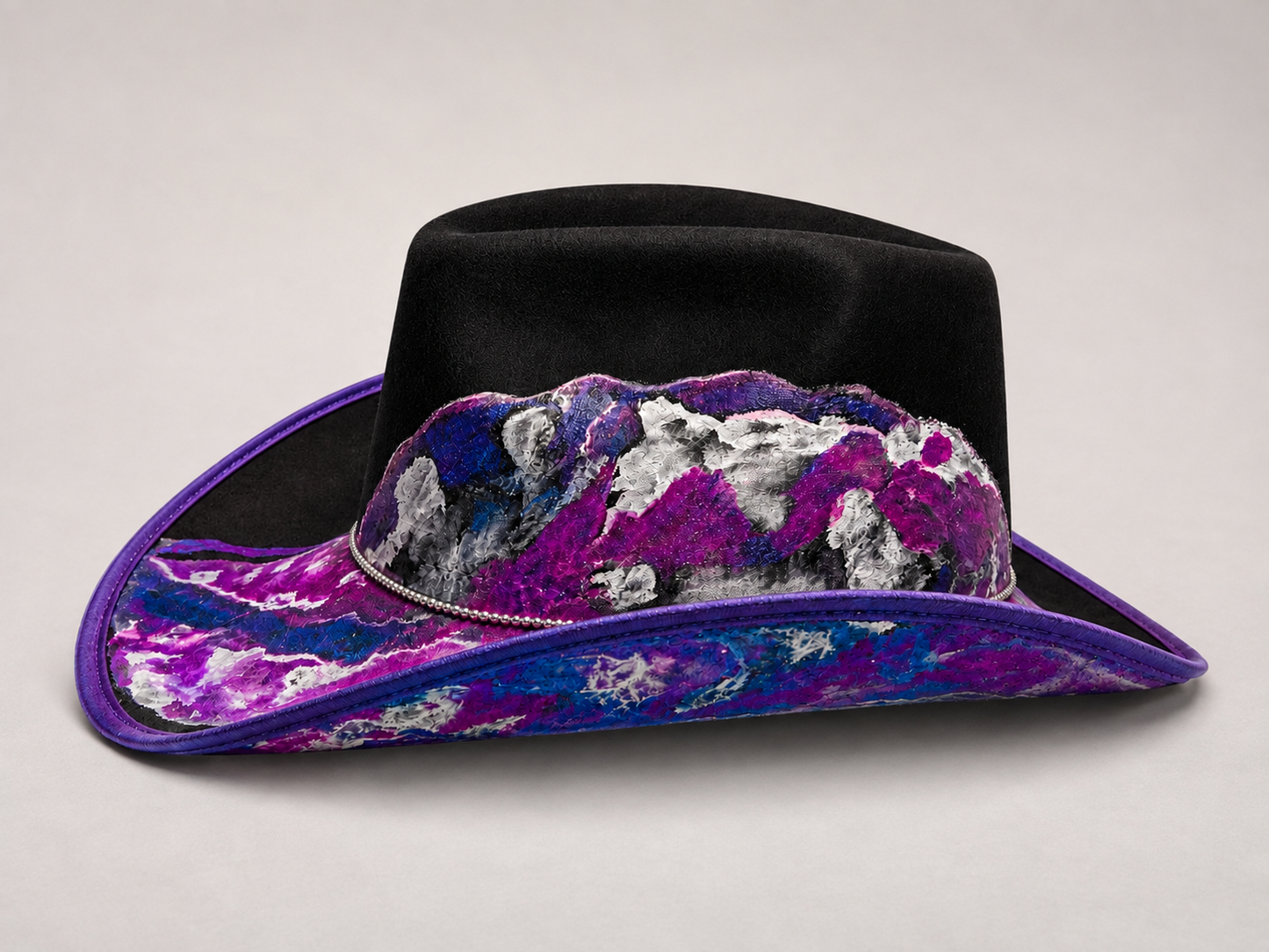 Monifa Deoir – Fuchsia/Blue & Black Geode Crystal Cowboy Hat