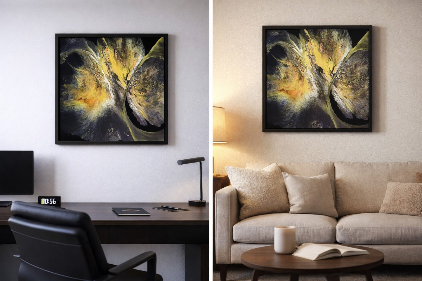 Golden Abstract Art Print | Square Wall Decor Poster