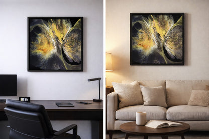 Golden Abstract Art Print | Square Wall Decor Poster