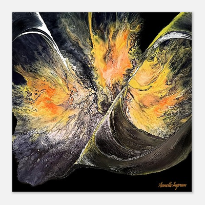 Golden Energy Abstract Art Print | Modern Fluid Wall Decor