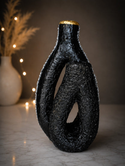 Vase – Black, Gold & Geode Decor, Glow Tealight